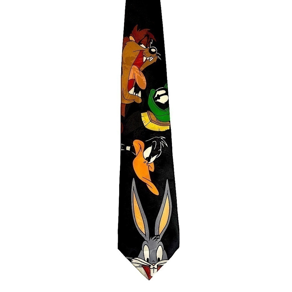 Vintage looney tunes Warner brothers black tie men’s neck tie